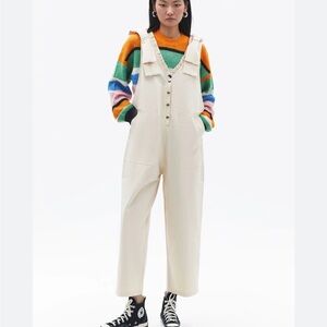 Sister Jane Laguna Bow Dungarees, Cream Jumpsuit